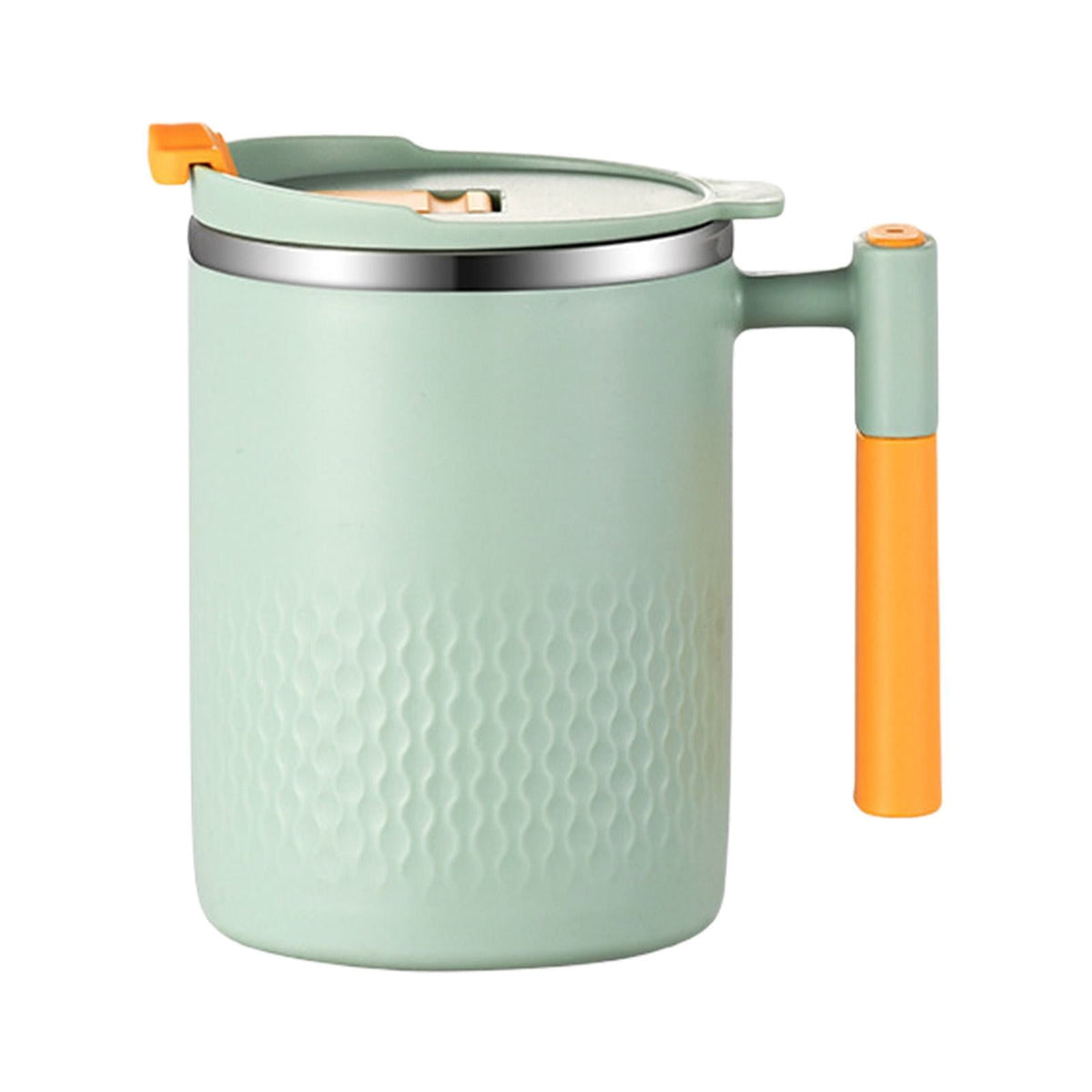 Insulated Stainless Travel Mug with Handle and Sliding Lid, 16 oz in Light Green