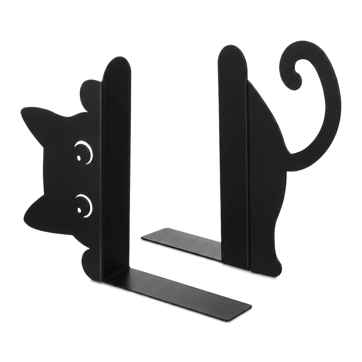 Peeking Cat Bookends in Black Steel, Set of Two with Non-Slip Bases - Image 5