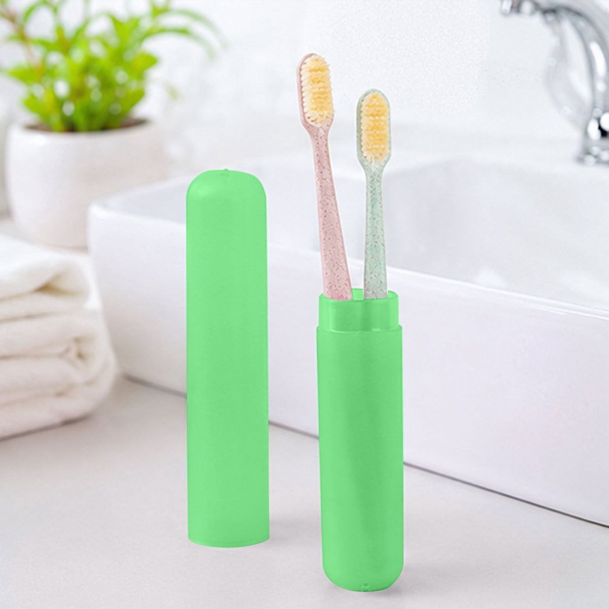 Hard Plastic Travel Toothbrush Case in Green, 7.87 in Protective Brush Cover - Image 5