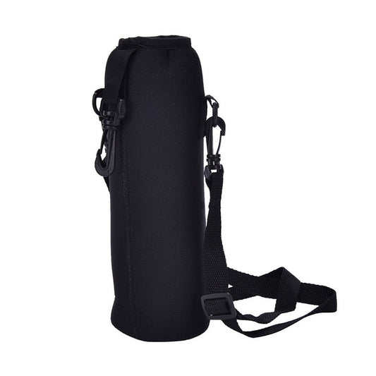 Insulated Bottle Carrier Sling with Shoulder Strap and Clip Hook, Black