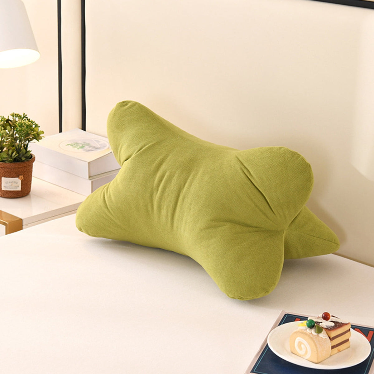 Bone-Shaped Support Pillow in Green Polyester, 21.65 in Rest Cushion for Car and Desk - Image 2