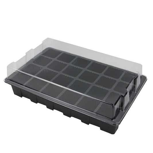 24-Cell Seed Starting Tray with Vented Dome and Drainage Base, Clear Plastic