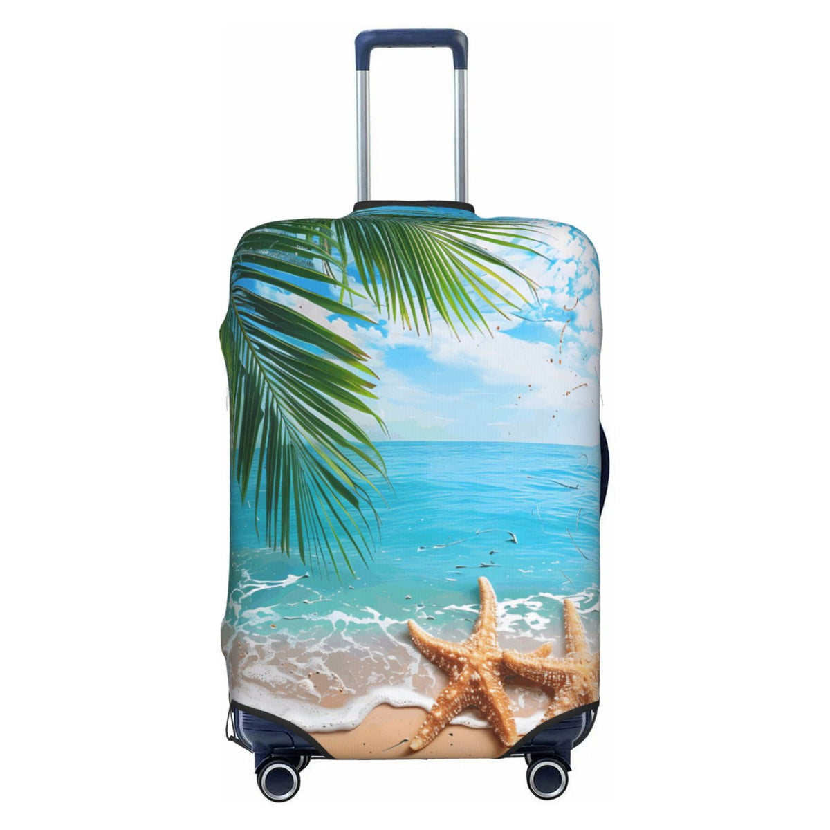 Stretch Suitcase Cover with Handle Opening and Side Zipper, Extra Large Palm Print