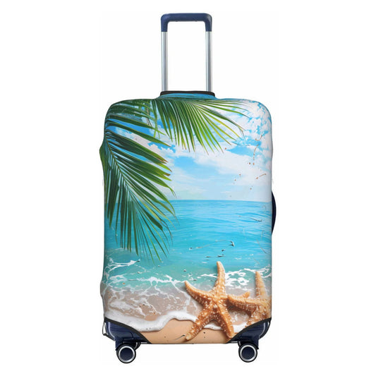 Stretch Suitcase Cover with Handle Opening and Side Zipper, Extra Large Palm Print