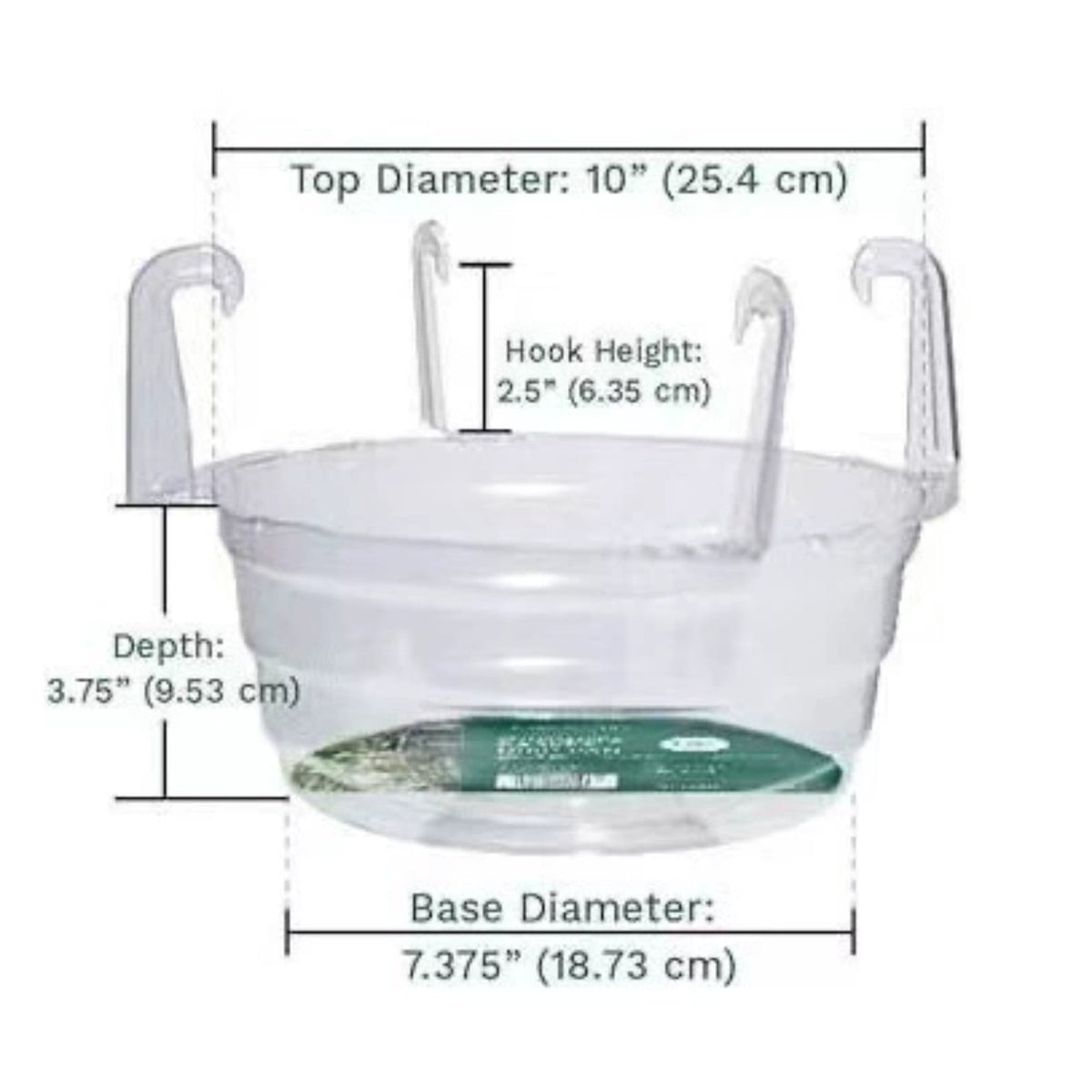 Clear Drip Tray for Hanging Baskets with Four Moulded Hooks, Fits 6 to 12 in Pots - Image 2