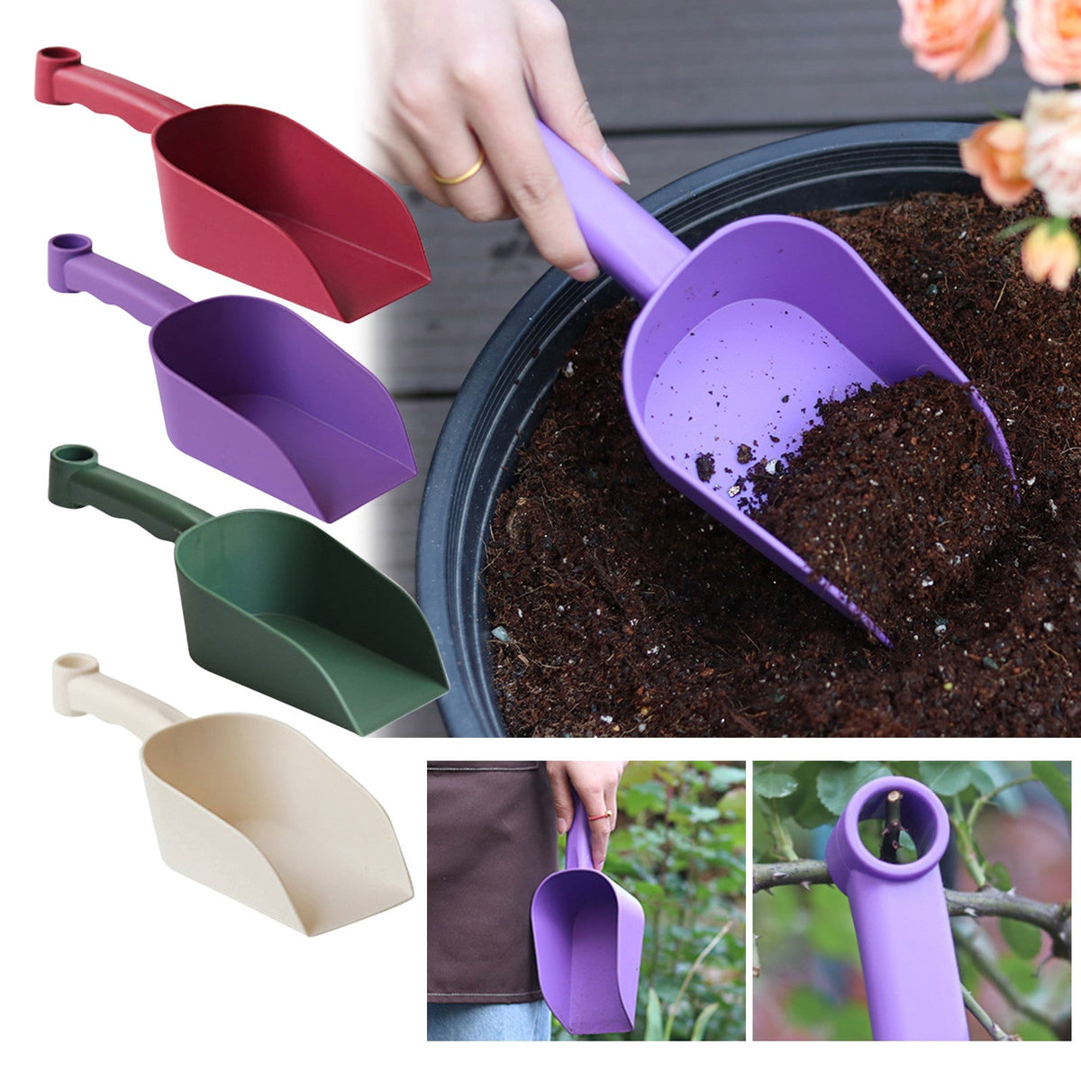 Ergonomic Soil Scoop in Moulded Resin, Hand Trowel with Hanging Loop - Image 2