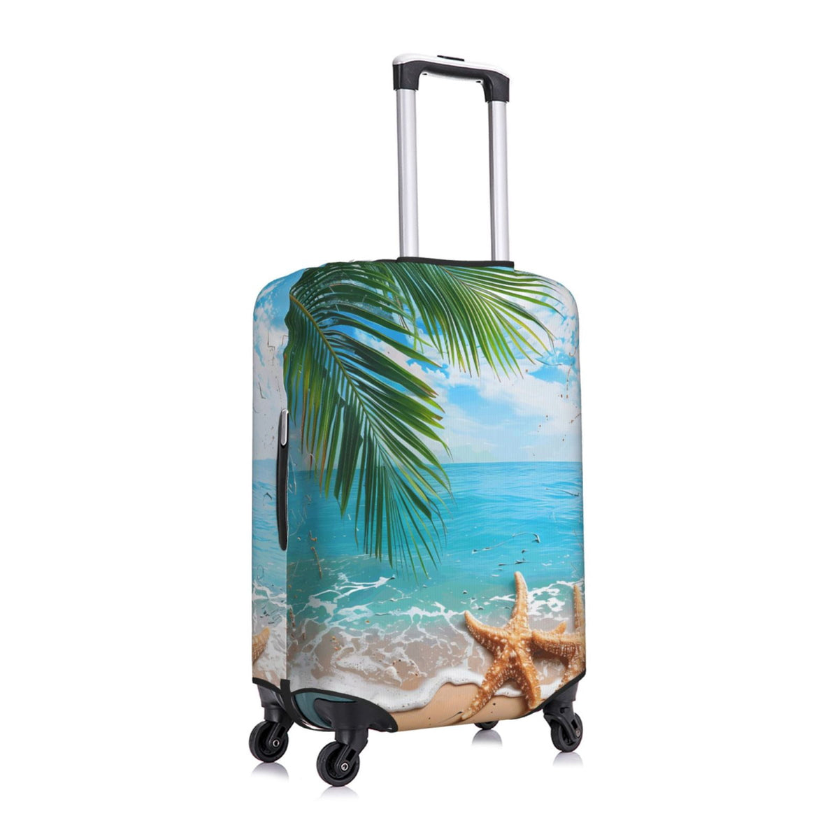 Stretch Suitcase Cover with Handle Opening and Side Zipper, Extra Large Palm Print - Image 3