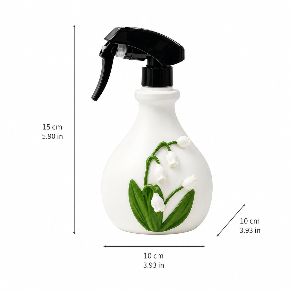 Fine Mist Plant Mister with Embossed Floral Relief, White Resin Spray Bottle - Image 2