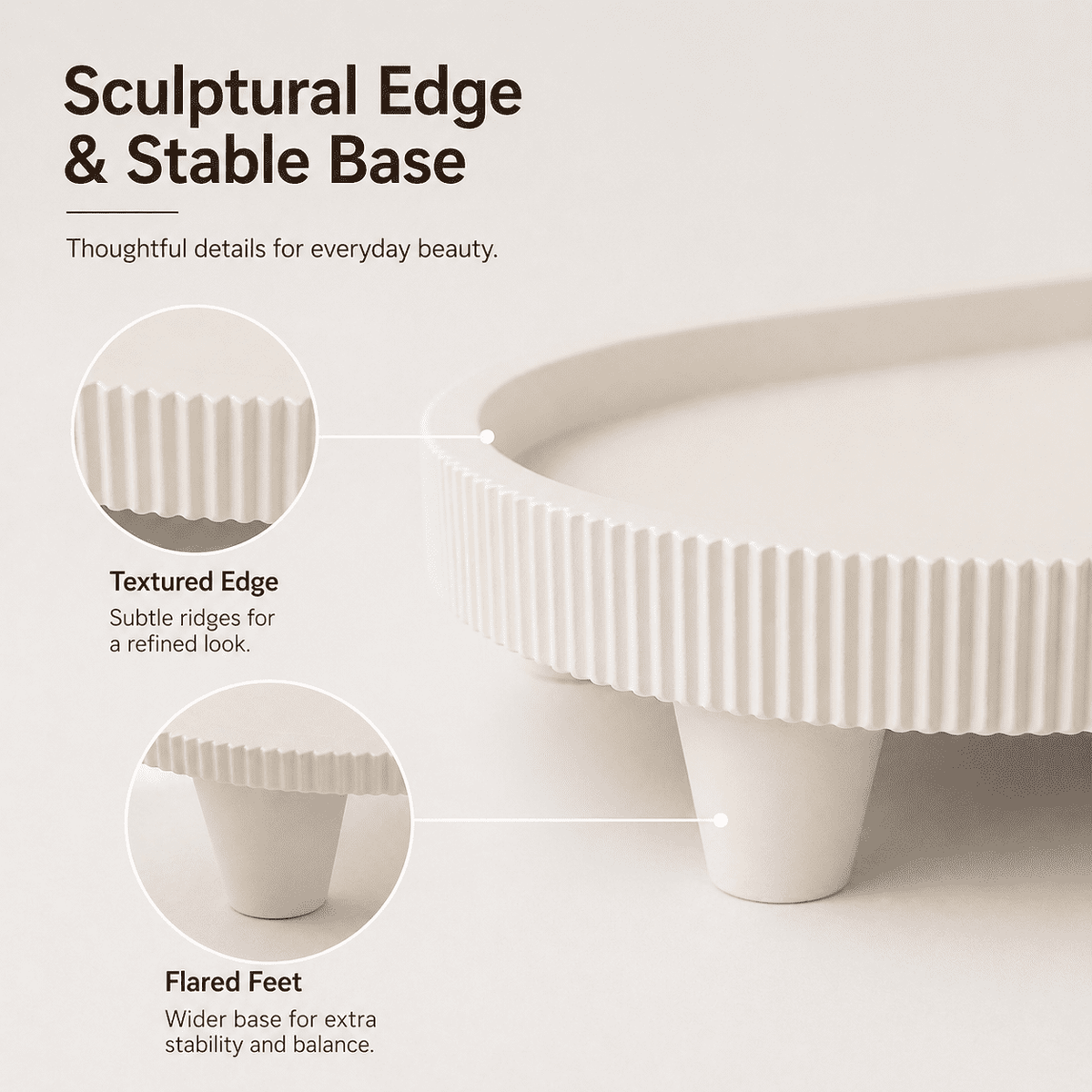 Oval Vanity Tray with Raised Legs, 10 x 6.5 in Matte Catchall in White - Image 2