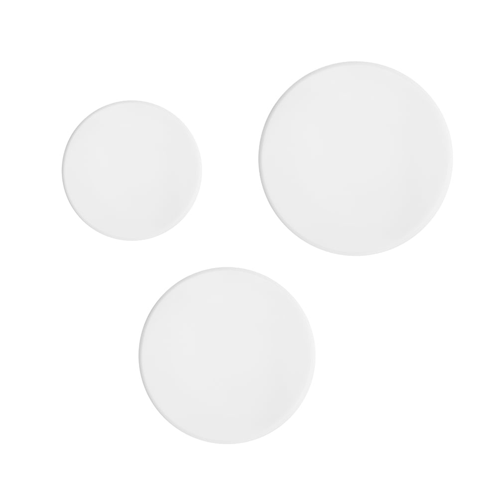 Round Acrylic Wall Discs in White, Set of Three Decorative Mirror Panels