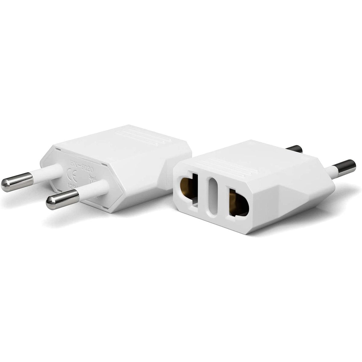 Travel Plug Adapter for European Outlets, Compact Two-Pin Converter for US Devices
