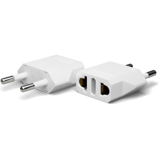 Travel Plug Adapter for European Outlets, Compact Two-Pin Converter for US Devices