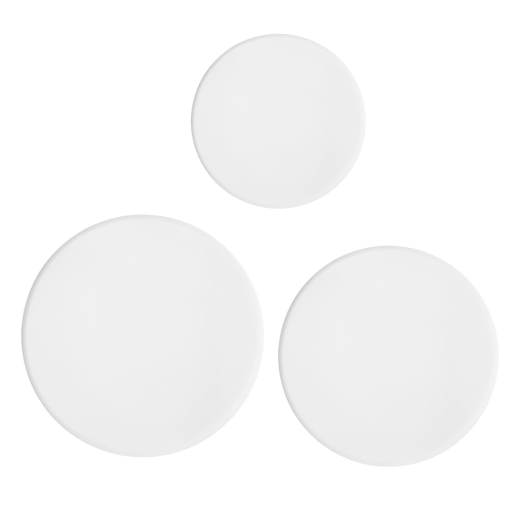 Round Acrylic Wall Discs in White, Set of Three Decorative Mirror Panels - Image 4