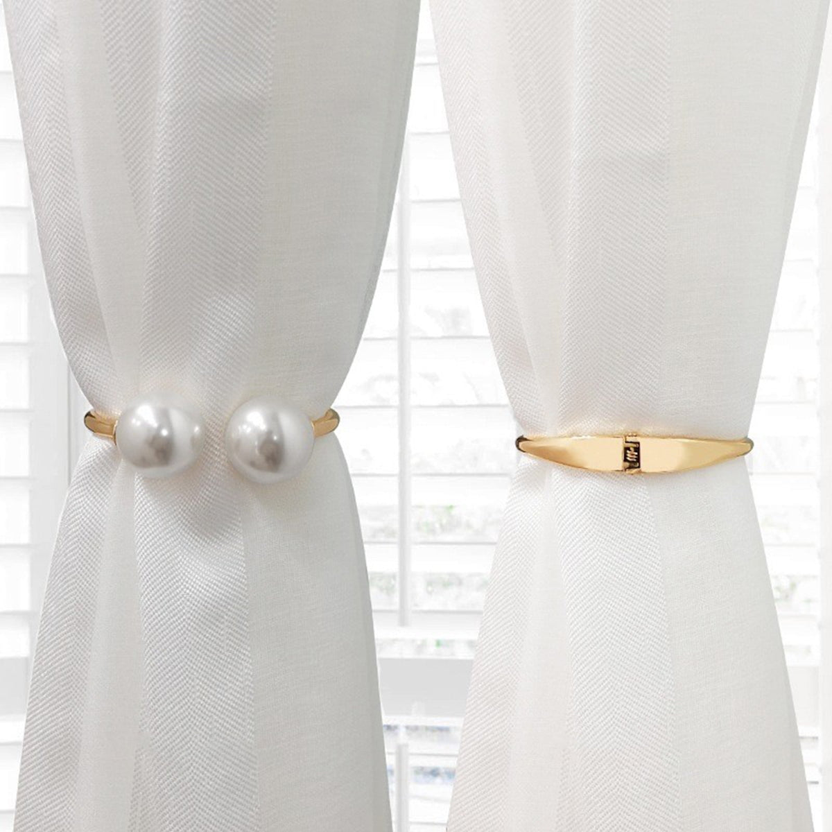 Magnetic Curtain Tieback with Pearl Clasp, 4.3 in Drill-Free Drapery Holder - Image 6