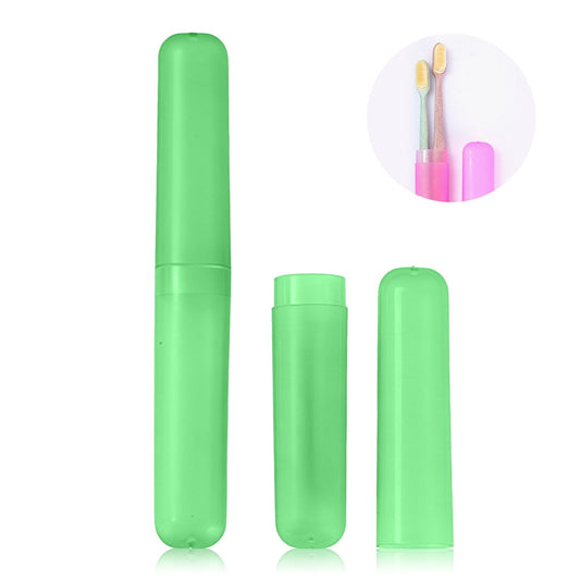 Hard Plastic Travel Toothbrush Case in Green, 7.87 in Protective Brush Cover - Image 2