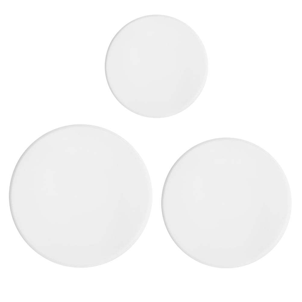 Round Acrylic Wall Discs in White, Set of Three Decorative Mirror Panels - Image 3