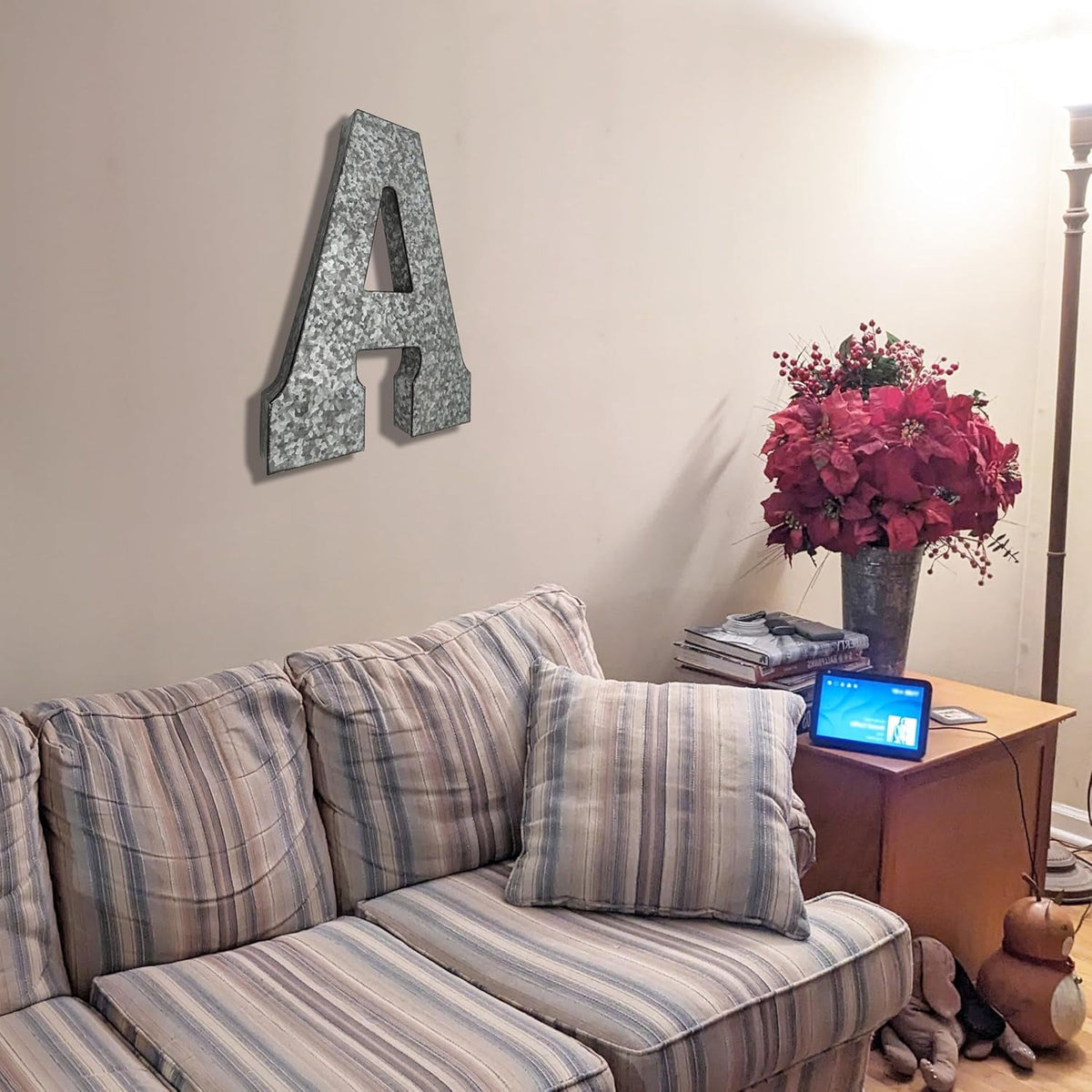 Galvanized Metal Letter A Wall Decor, 20.5 in Silver Panel with Rusted Edges - Image 2