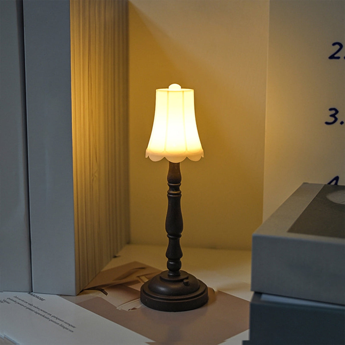 Small Bedside Table Lamp with Retro Farmhouse Styling for Nightstand and Desk - Image 2
