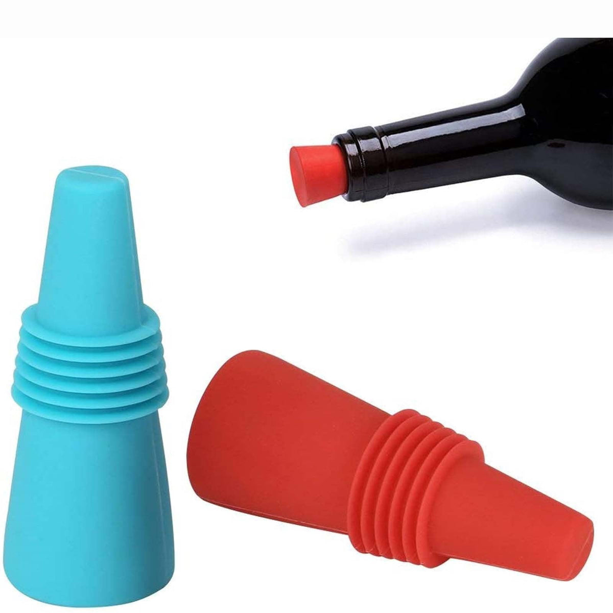 Bottle Stoppers with Stainless Cores, Five Colourful Silicone Seals, 2.5 x 1 in - Image 4