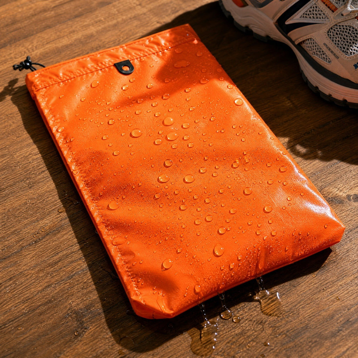 Drawstring Shoe Pouch in Orange Nylon, 13.78 x 5.51 in Packing Bag for Sandals and Flats - Image 5