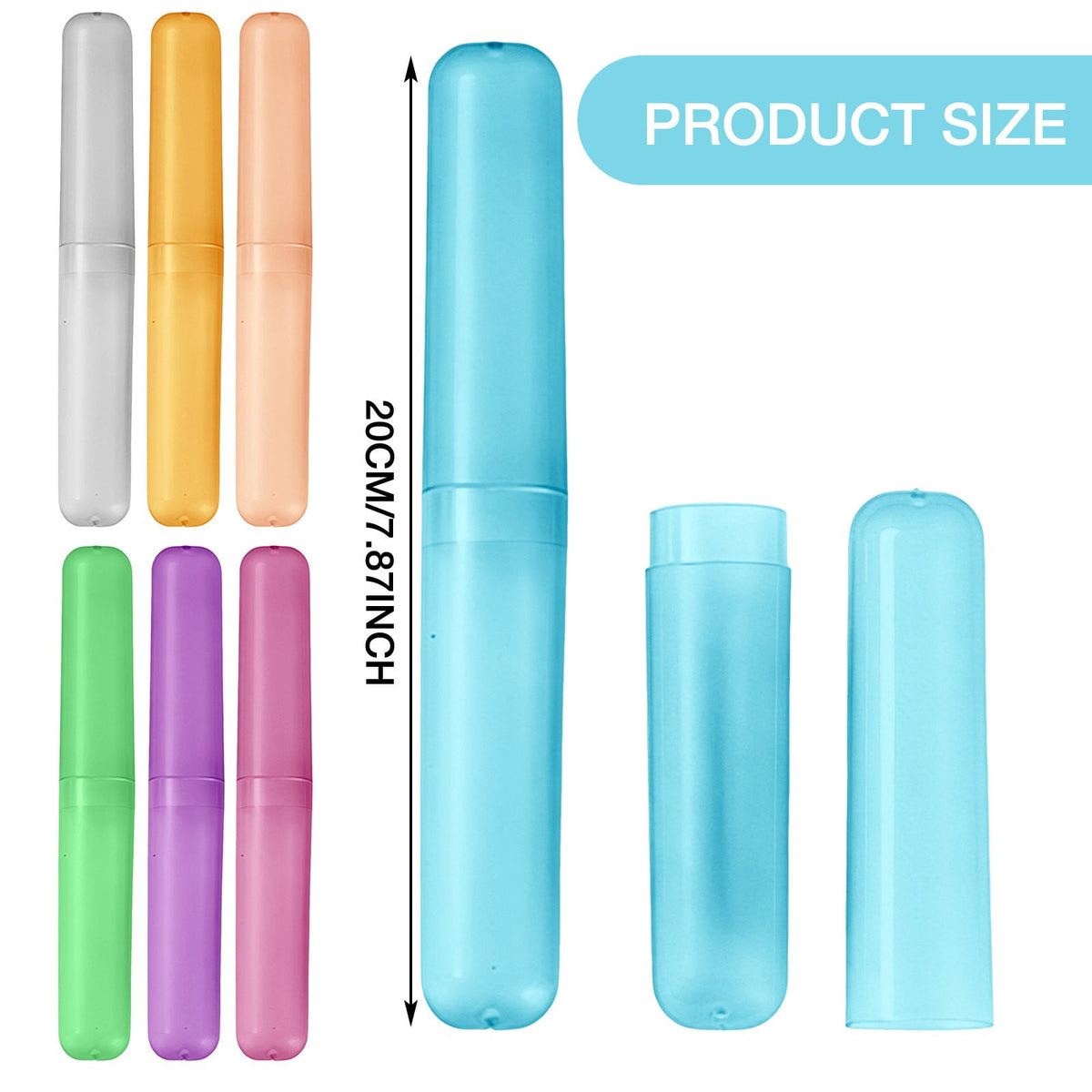 Hard Plastic Travel Toothbrush Case in Green, 7.87 in Protective Brush Cover - Image 3