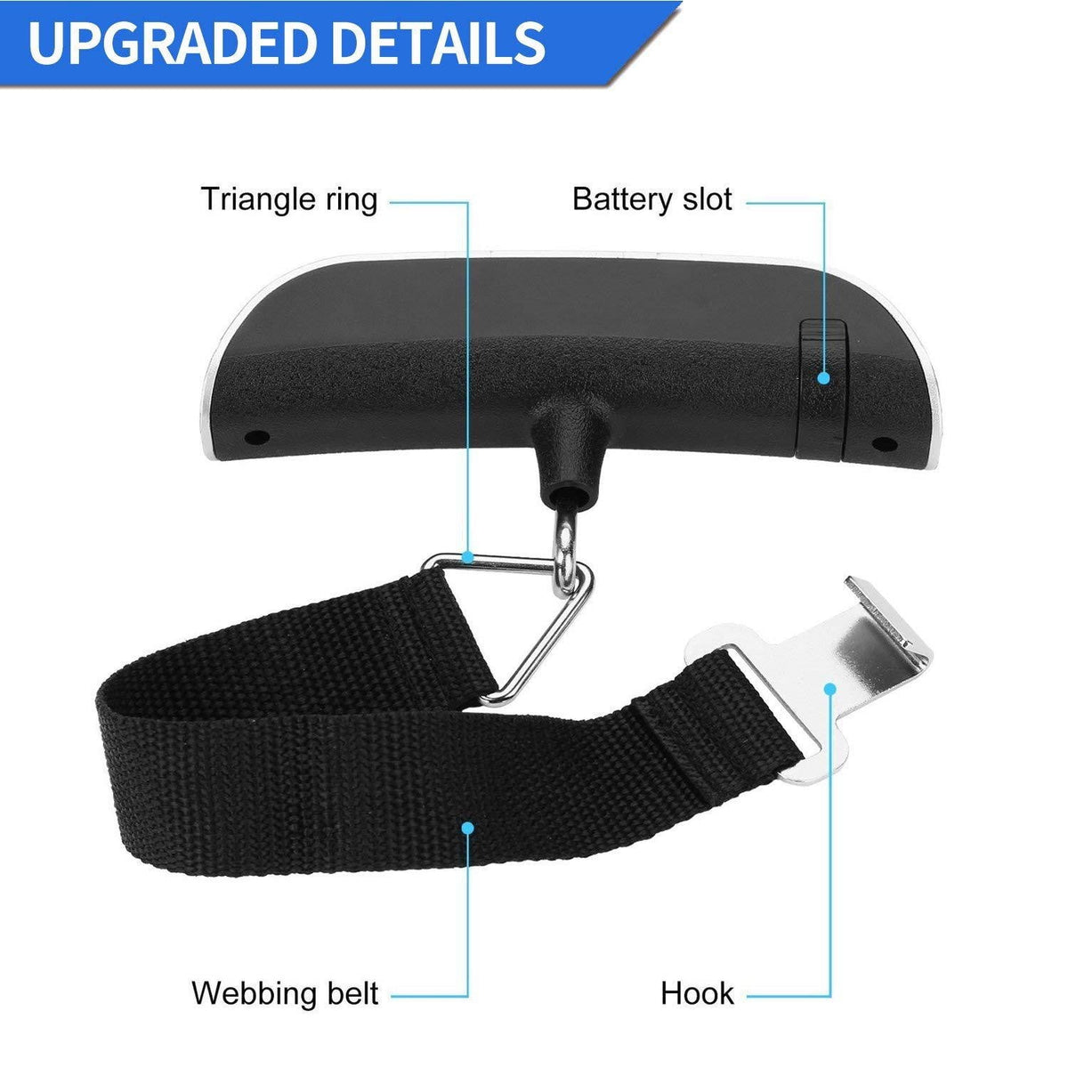 Digital Hanging Luggage Scale with Backlit Display and Tare, 110 lb Capacity - Image 4