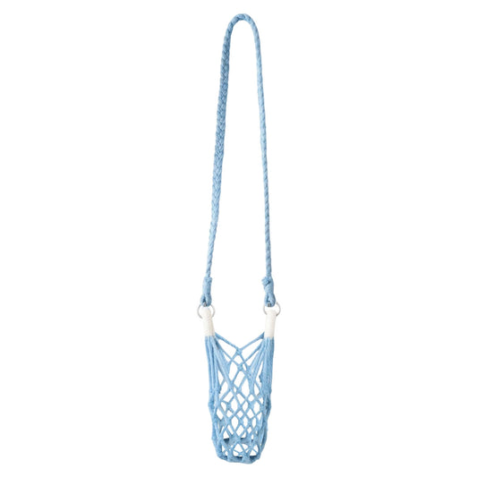 Macrame Bottle Sling in Blue with Adjustable Crossbody Strap, 90 x 10 cm