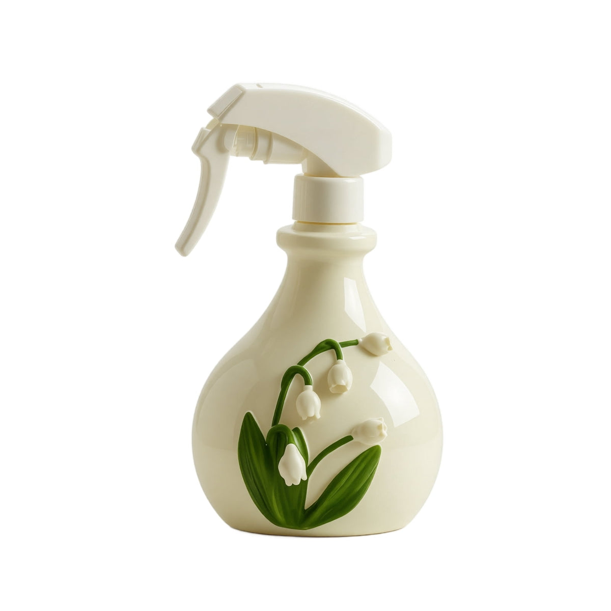 Fine Mist Plant Mister with Embossed Floral Relief, White Resin Spray Bottle