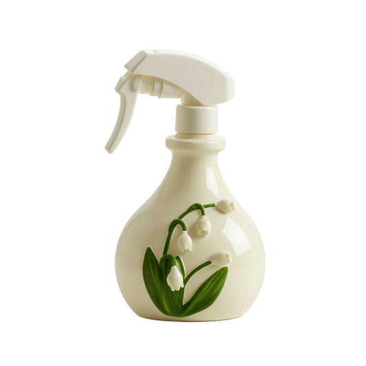 Fine Mist Plant Mister with Embossed Floral Relief, White Resin Spray Bottle