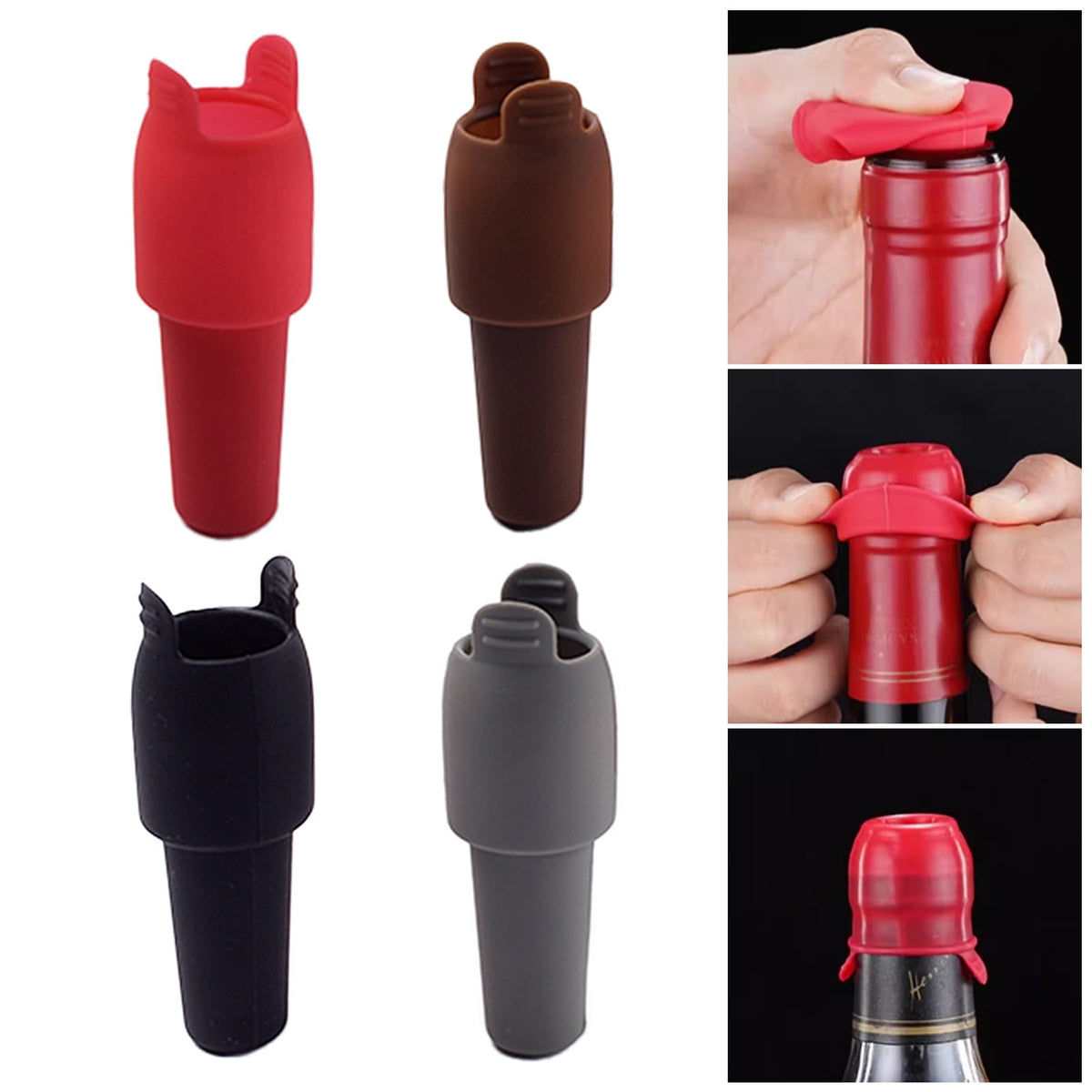 Reusable Silicone Bottle Stoppers with Double Seal for Wine, Beer and Spirits - Image 2