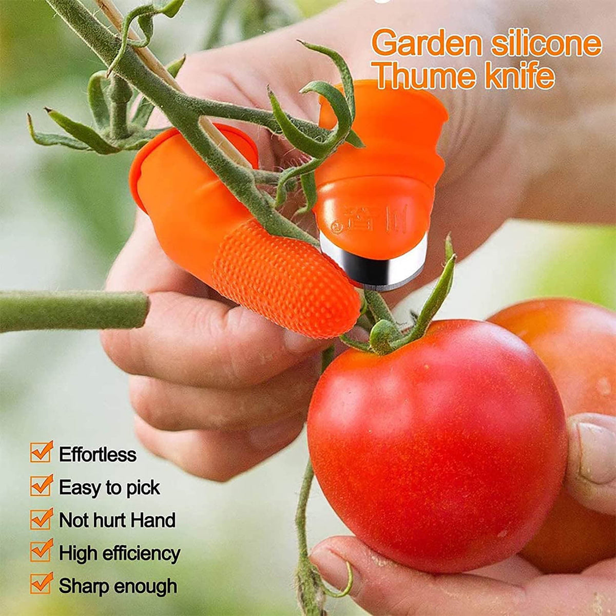 Silicone Thumb and Finger Picking Set with Stainless Blades for Fruit and Herbs - Image 6