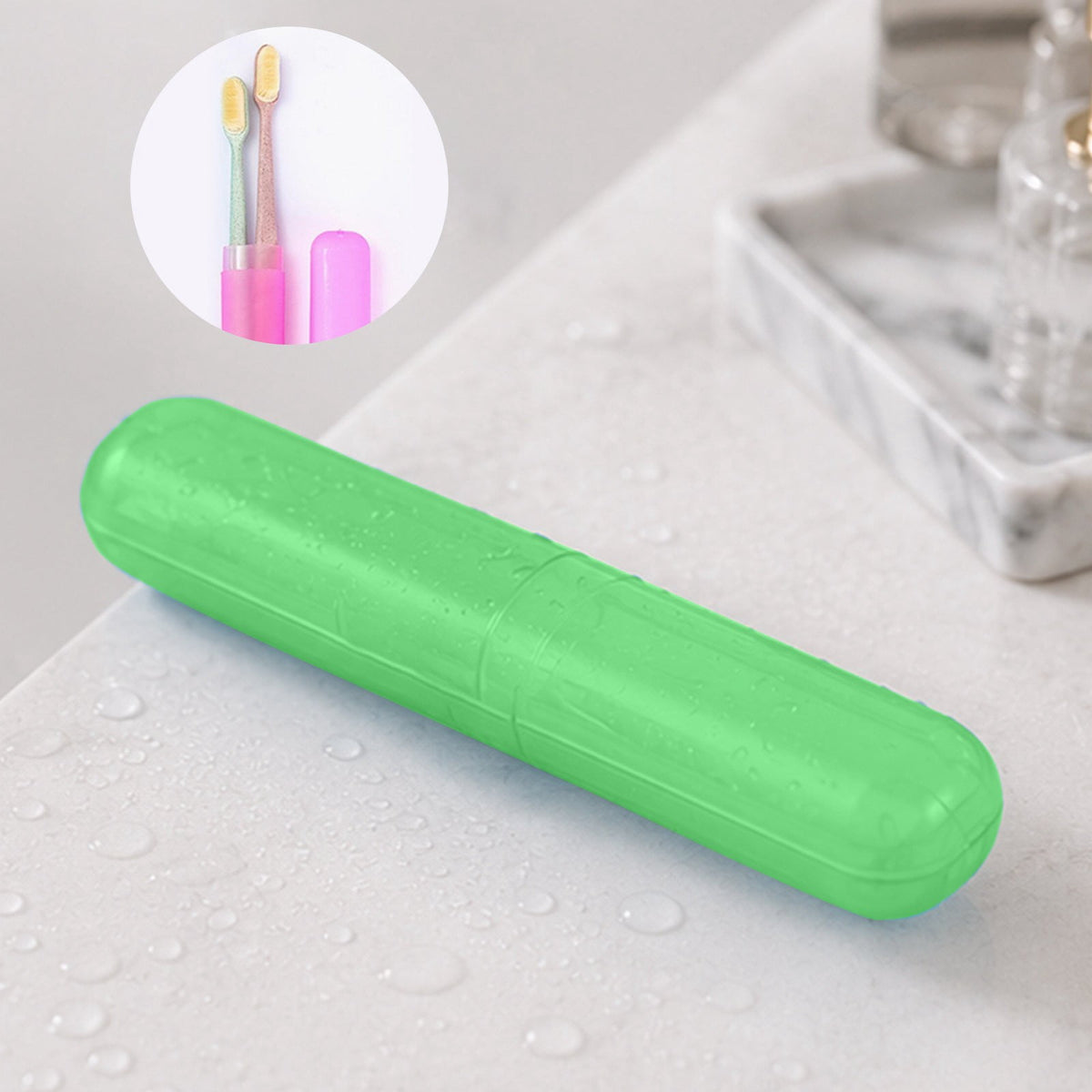 Hard Plastic Travel Toothbrush Case in Green, 7.87 in Protective Brush Cover - Image 4