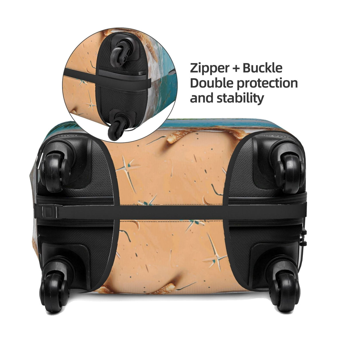 Stretch Suitcase Cover with Handle Opening and Side Zipper, Extra Large Palm Print - Image 4