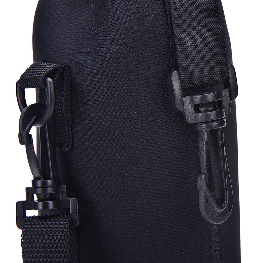Insulated Bottle Carrier Sling with Shoulder Strap and Clip Hook, Black - Image 3