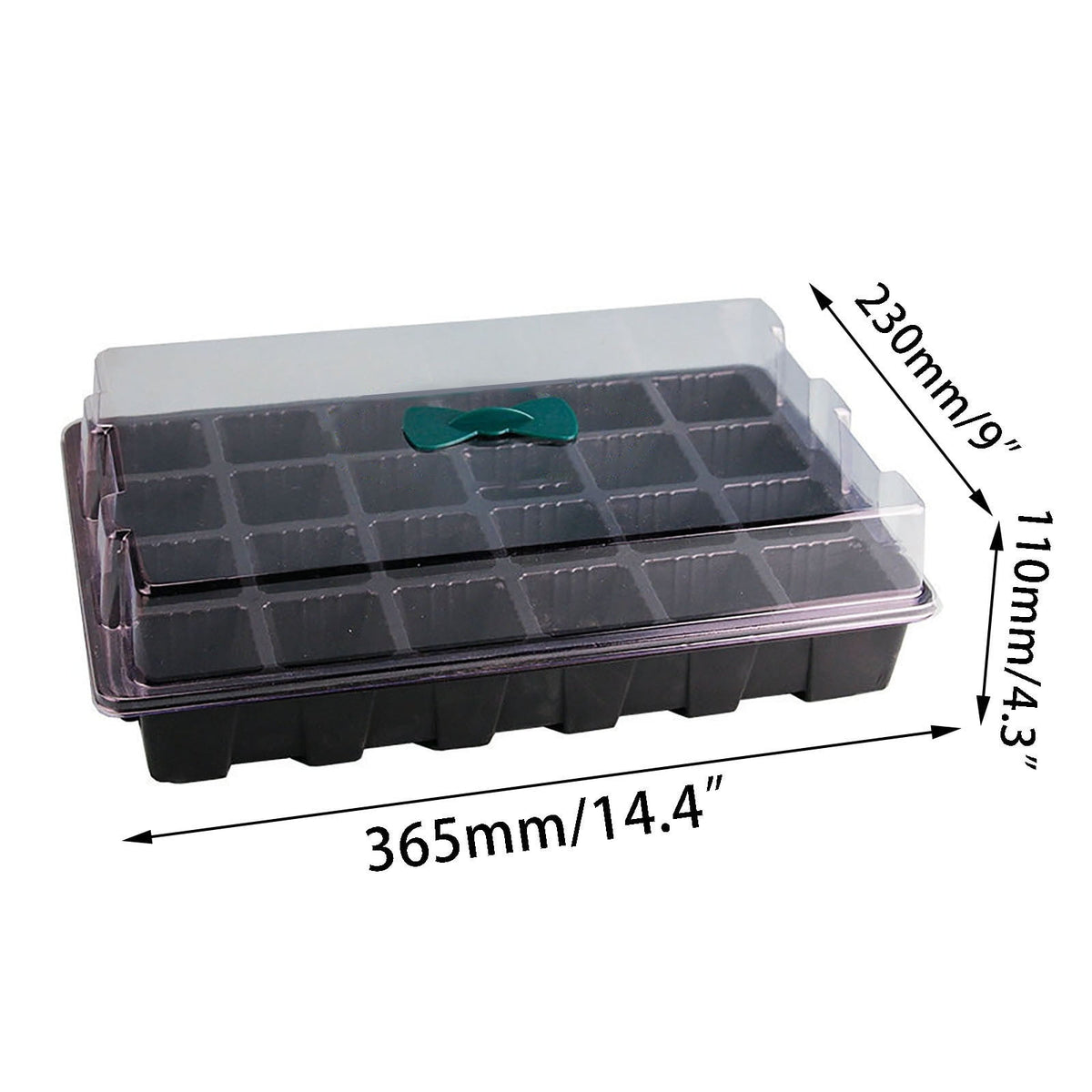 24-Cell Seed Starting Tray with Vented Dome and Drainage Base, Clear Plastic - Image 3