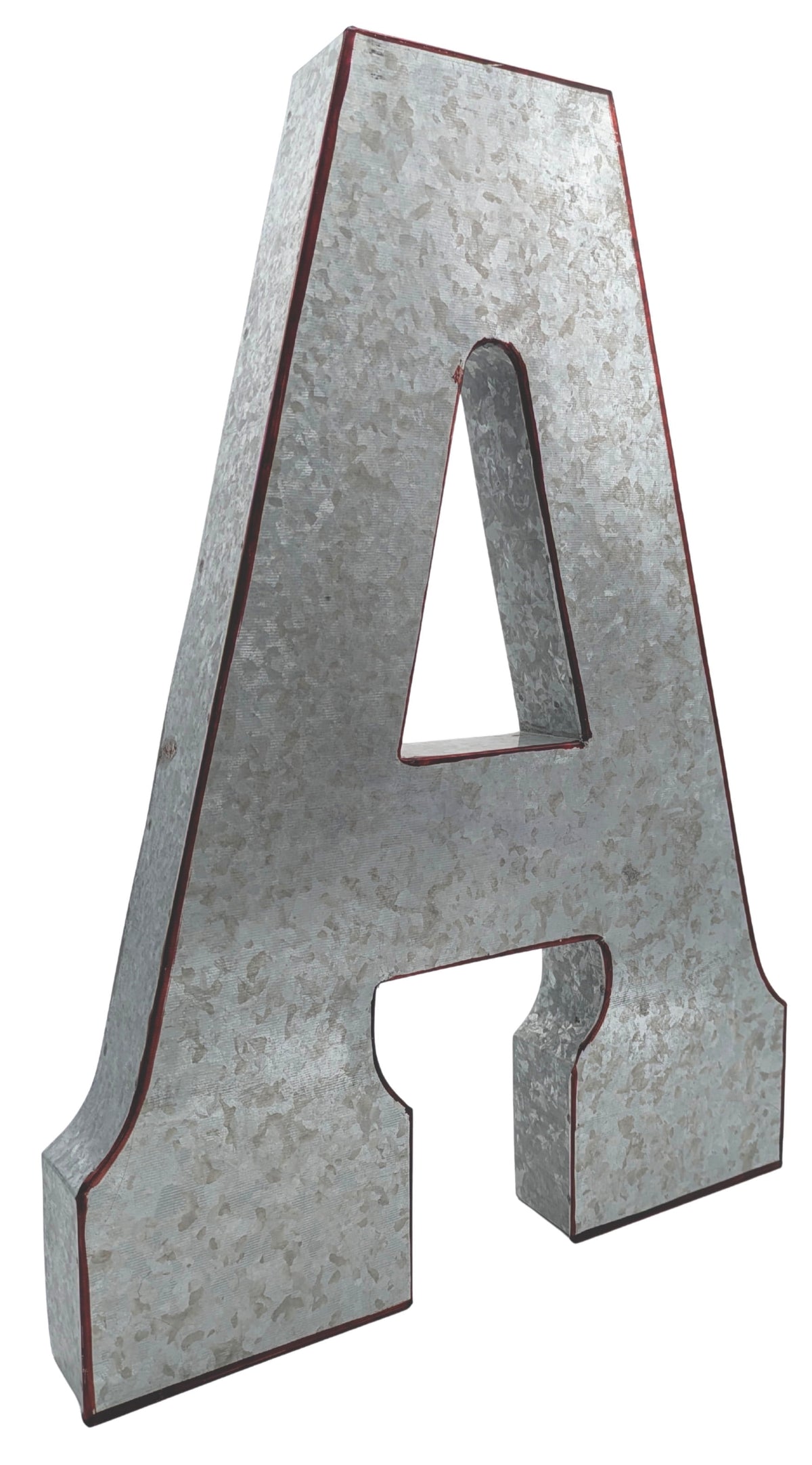 Galvanized Metal Letter A Wall Decor, 20.5 in Silver Panel with Rusted Edges