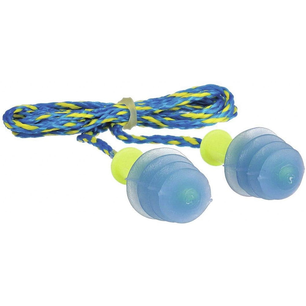 Corded Foam Earplugs Rated 27 dB, 100 Pairs in Blue and White, Regular Size - Image 3