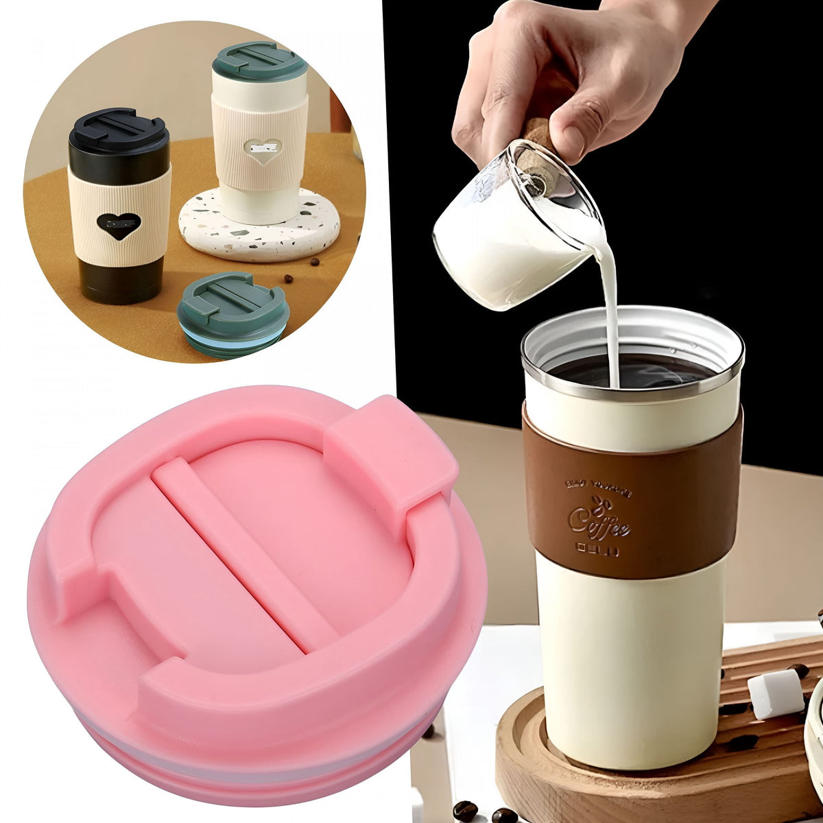 Replacement Tumbler Lid with Slide Seal for 3-Inch Mug Openings, Leak-Resistant - Image 2