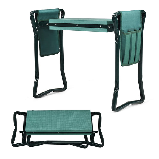 Folding Garden Kneeler and Seat with Two Tool Pouches, 330 lb Capacity