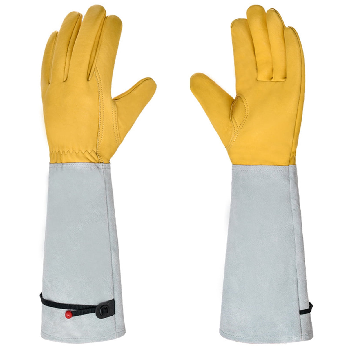 Long-Cuff Leather Gardening Gloves, Thorn-Resistant Cowhide Pair for Rose Pruning