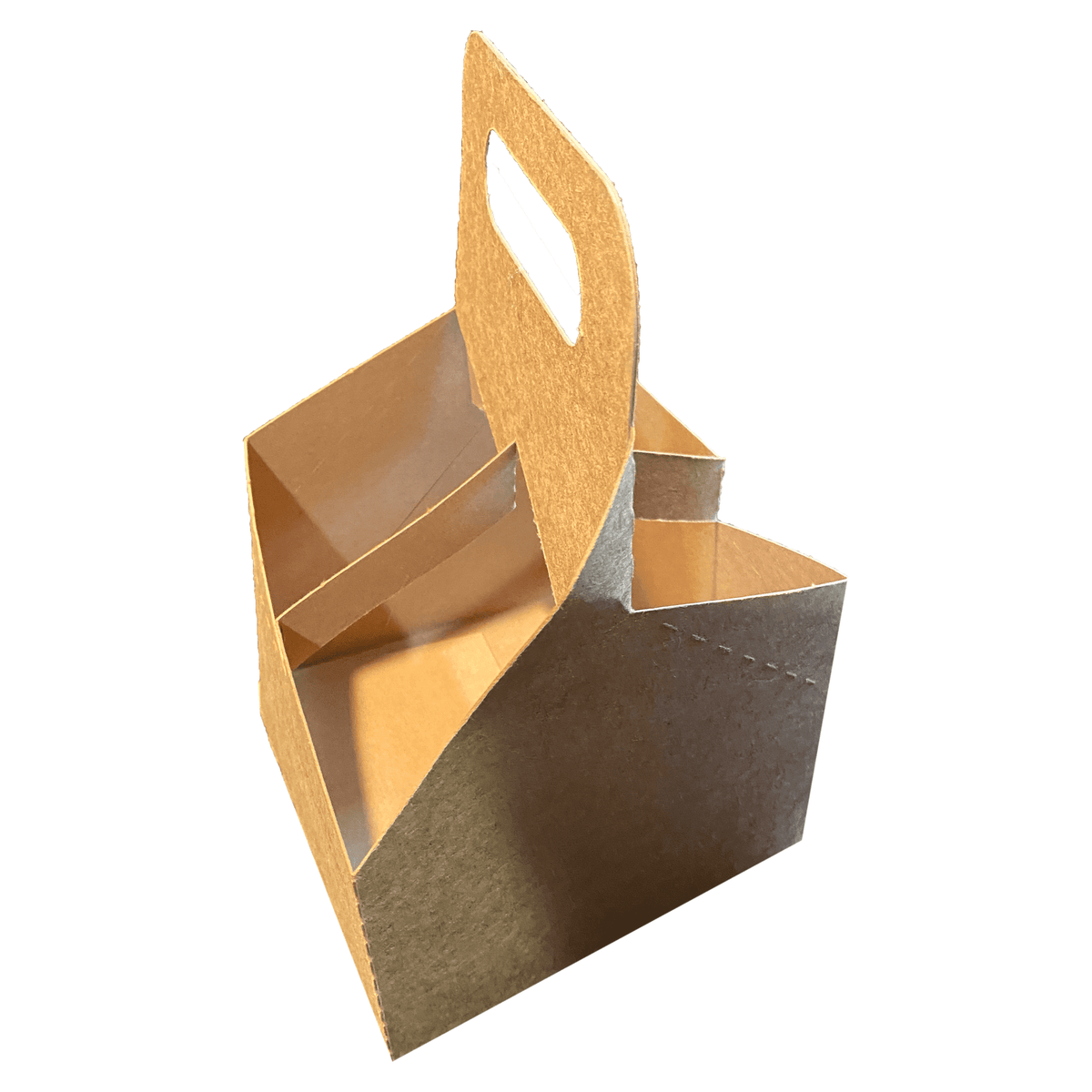 Corrugated Kraft Four-Cup Carrier with Cut-Out Handle for Takeaway Drinks - Image 3