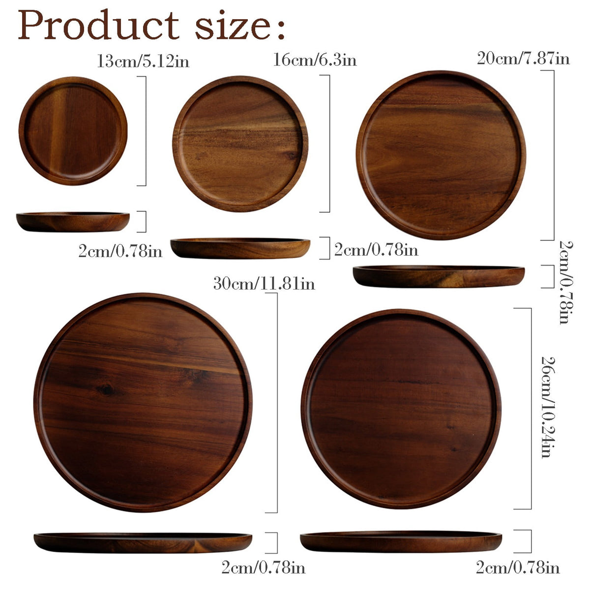 Round Walnut Serving Tray, 5.1 in Wooden Dish for Counter and Coffee Table - Image 3