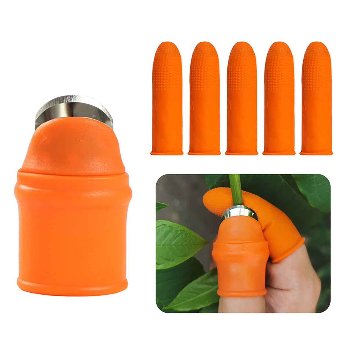 Silicone Thumb and Finger Picking Set with Stainless Blades for Fruit and Herbs - Image 2