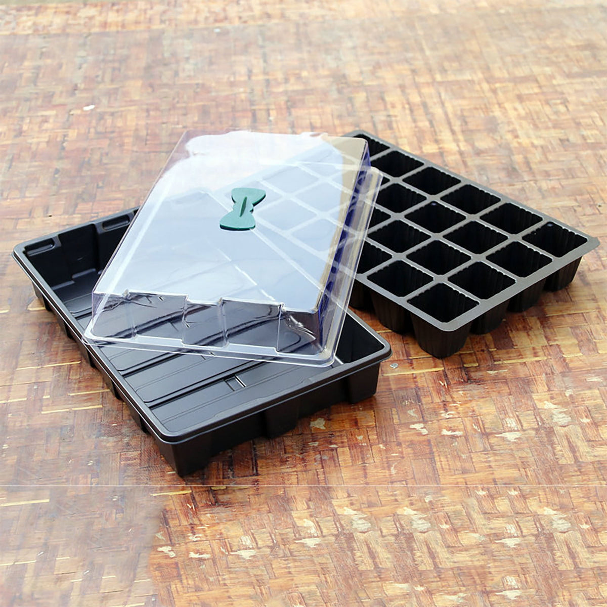 24-Cell Seed Starting Tray with Vented Dome and Drainage Base, Clear Plastic - Image 4