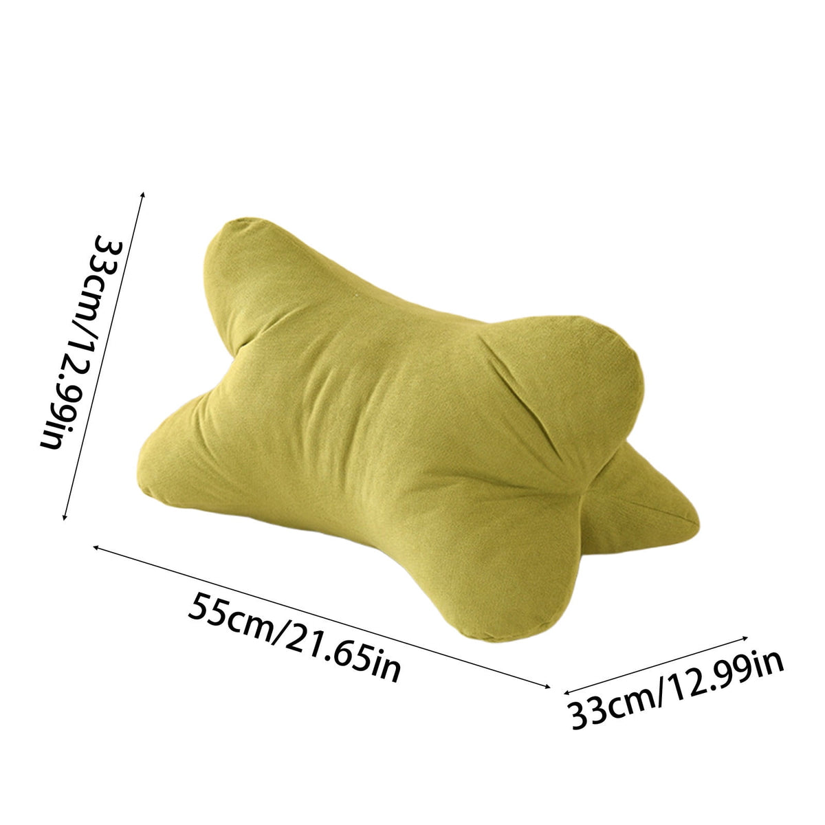 Bone-Shaped Support Pillow in Green Polyester, 21.65 in Rest Cushion for Car and Desk - Image 3