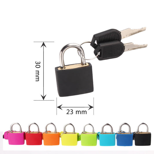 Small Keyed Padlock with Two Keys for Luggage and Lockers, Black Metal Mini Lock - Image 2