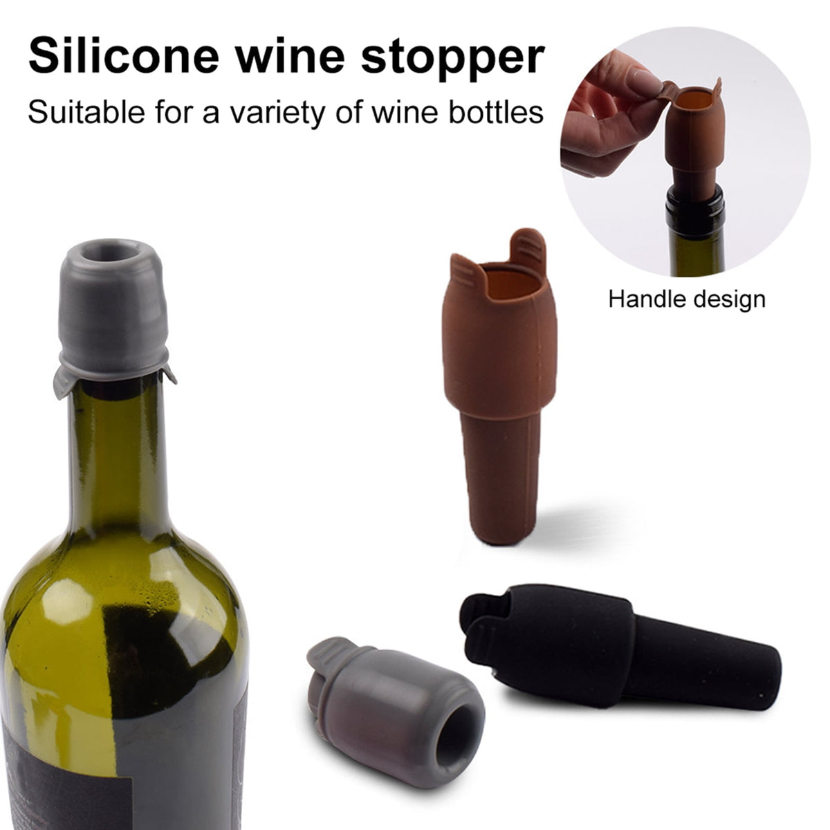 Reusable Silicone Bottle Stoppers with Double Seal for Wine, Beer and Spirits - Image 4