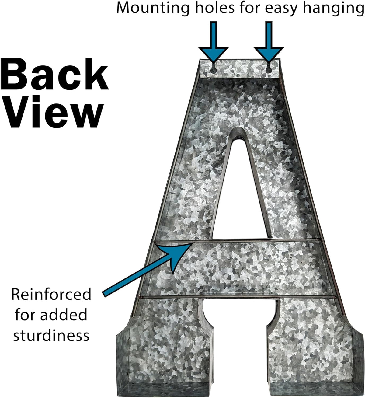 Galvanized Metal Letter A Wall Decor, 20.5 in Silver Panel with Rusted Edges - Image 5