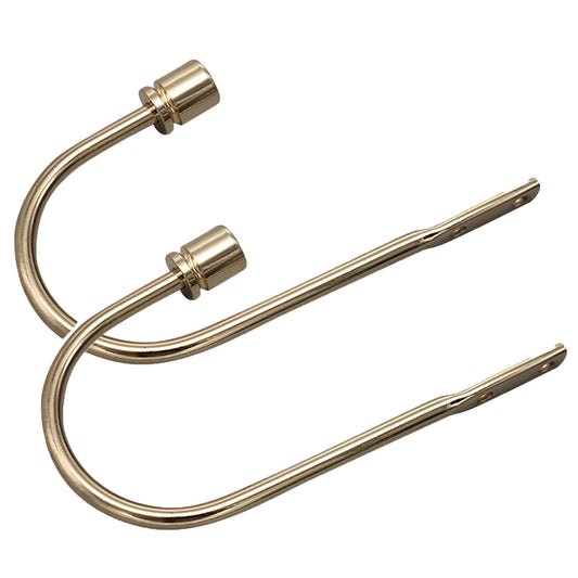 Wall-Mounted Curtain Holdbacks in Gold Alloy, Pair of Decorative Drapery Hooks