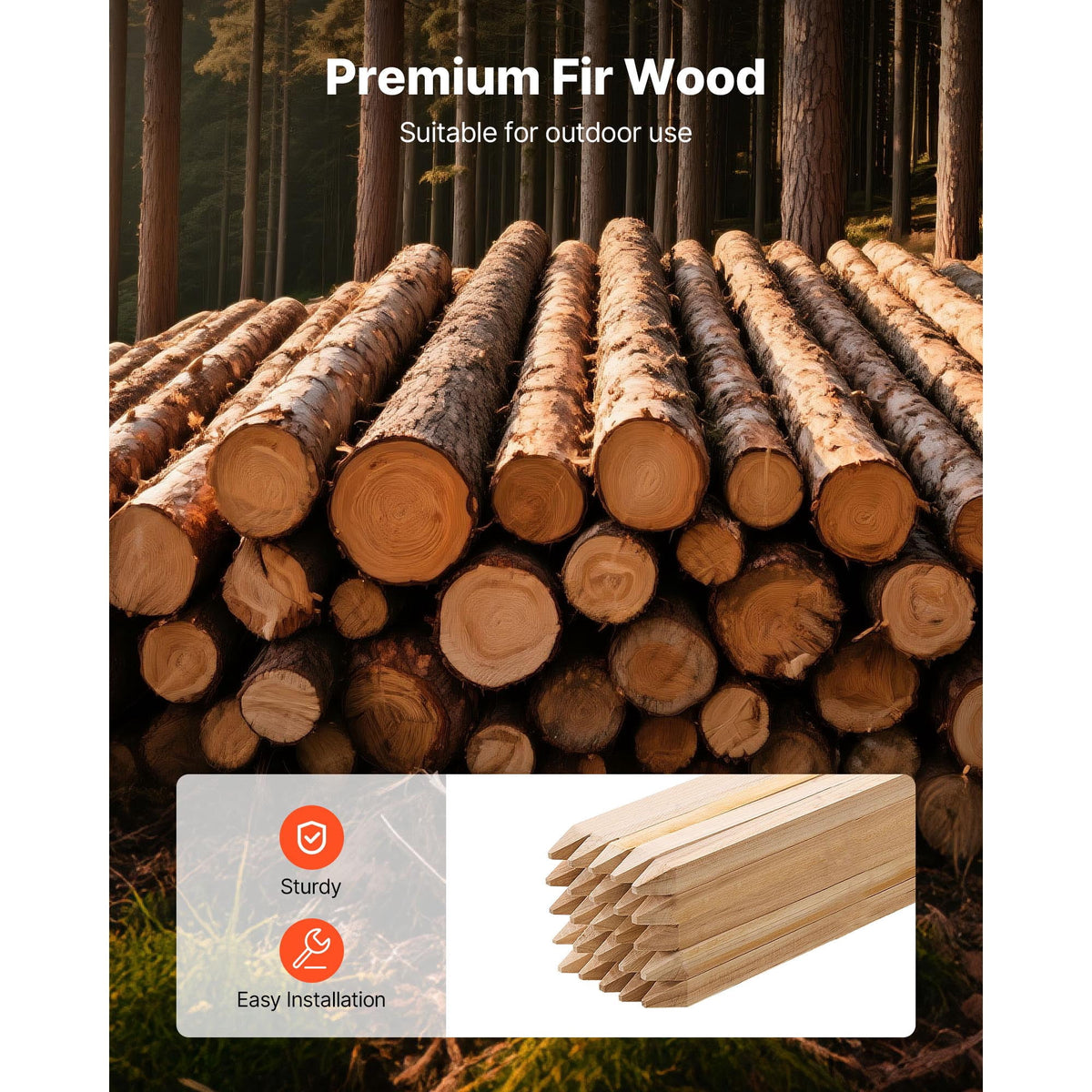 Fir Wood Garden Stakes with Pointed Ends, 50-Piece Set of 36 in Markers - Image 3